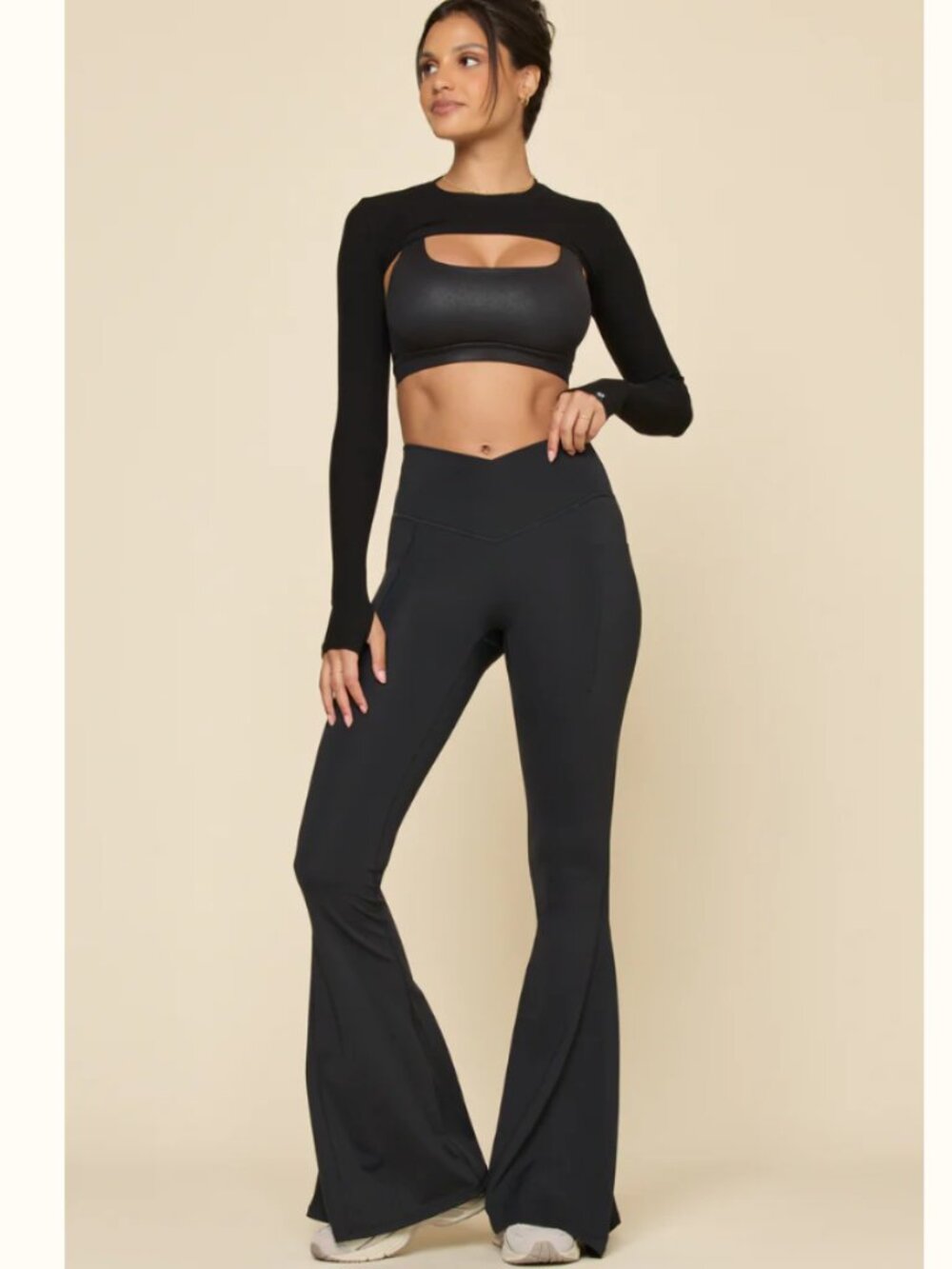 NWOT Popflex Crisscross Hourglass® Bell Bottom with Pockets - Black XS / Petite